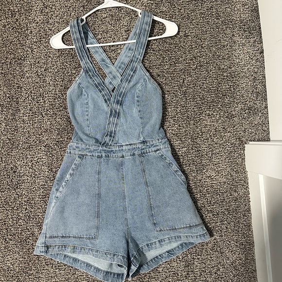 NWT Mustard Seed Denim Romper - Picture 1 of 6